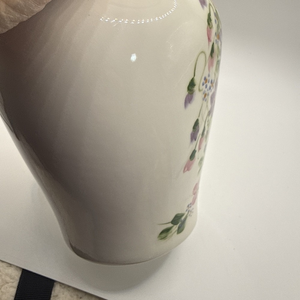 Fenton Hand painted Fannie Ginger Jar Milk glass Floral 7" Vase - Picture 8 of 10